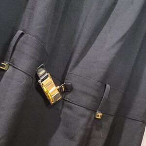 Black classic sheath dress Calvin Klein professional cocktail gold buckle plus